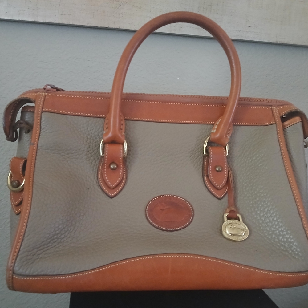 Dooney & Bourke Vintage Leather Satchel w Duck and Caramel Trim